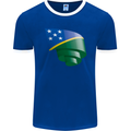 Curled Solomon Islands Flag Day Football Mens Ringer T-Shirt FotL Royal Blue/White