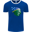Curled Solomon Islands Flag Day Football Mens Ringer T-Shirt FotL Royal Blue/White
