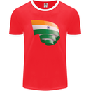 Curled India Flag Indian Day Football Mens Ringer T-Shirt FotL Red/White
