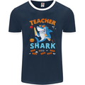 Teacher Shark Funny Teaching Halloween Mens Ringer T-Shirt FotL Navy Blue/White