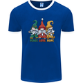 Peace Love Hope 3 Gnomes Mens Ringer T-Shirt FotL Royal Blue/White