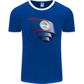 Curled Belize Flag Belizean Day Football Mens Ringer T-Shirt FotL Royal Blue/White
