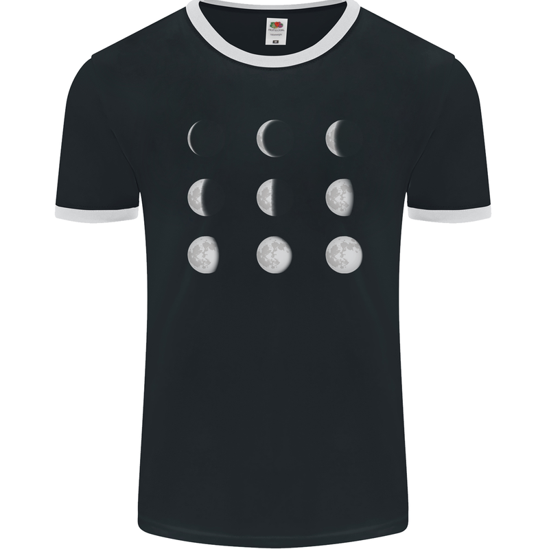 Moon Phases Full Moon Eclipse Supermoon Mens Ringer T-Shirt FotL Black/White