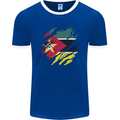 Torn Mozambique Flag Mozambican Day Football Mens Ringer T-Shirt FotL Royal Blue/White