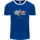 Japanese Flowers Quote Japan Magic Mens Ringer T-Shirt FotL Royal Blue/White