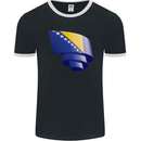 Curled Bosnia and Herzegovina Flag Day Football Mens Ringer T-Shirt FotL Black/White