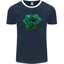 A Polygonal Chameleon Mens Ringer T-Shirt FotL Navy Blue/White