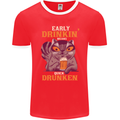 Early Drinkin' Quick Drunken Funny Alcohol Beer Mens Ringer T-Shirt FotL Red/White