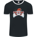 Santa Controller Video Games Gaming Joypad Xmas Mens Ringer T-Shirt FotL Black/White