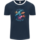Plastic Free Climate Change Octopus Ocean Fish Mens Ringer T-Shirt FotL Navy Blue/White