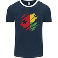 Torn Guinea-Bissau Flag Day Football Mens Ringer T-Shirt FotL Navy Blue/White