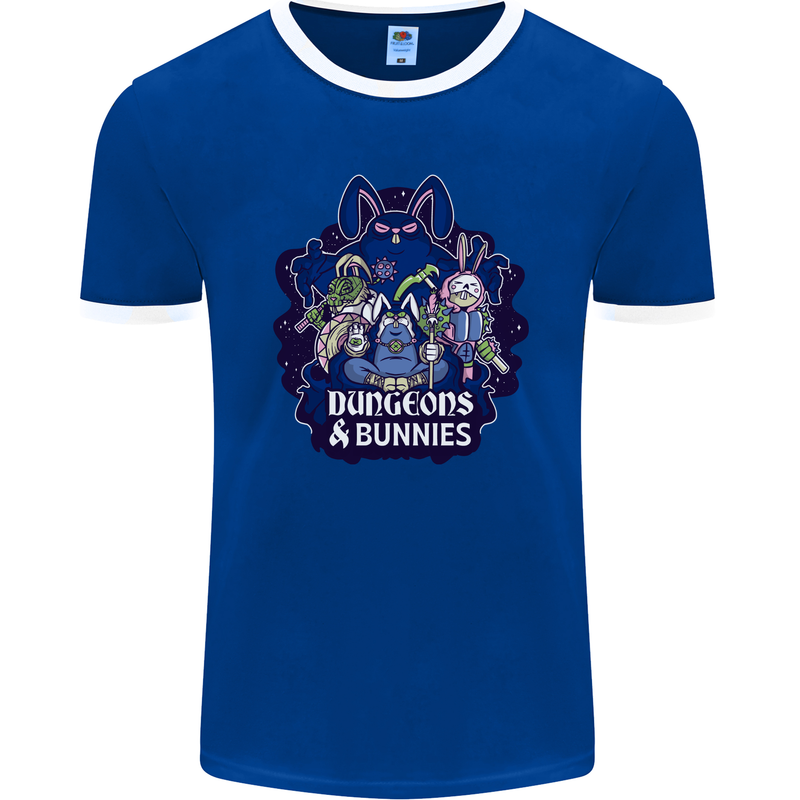 Dungeons & Bunnies Role Play Games RPG Mens Ringer T-Shirt FotL Royal Blue/White