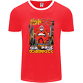 Christmas Destructive Santa Japan Anime Xmas Mens Ringer T-Shirt FotL Red/White