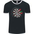 Distressed Dart Board Mens Ringer T-Shirt FotL Black/White