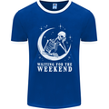 Skeleton Waiting For the Weekend Mens Ringer T-Shirt FotL Royal Blue/White