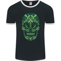 Mental Health Awareness Skull Green Ribbon Mens Ringer T-Shirt FotL Black/White