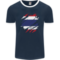 Torn Thailand Flag Thai Day Football Mens Ringer T-Shirt FotL Navy Blue/White