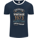 Premium Vintage 50th Birthday 1973 Mens Ringer T-Shirt FotL Navy Blue/White