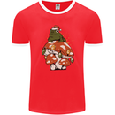 Christmas Frog Mushroom Xmas Mycology Foraging Mens Ringer T-Shirt FotL Red/White