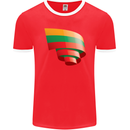 Curled Lithuania Flag Lithuania Day Football Mens Ringer T-Shirt FotL Red/White