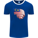 Curled Malaysia Flag Malaysian Day Football Mens Ringer T-Shirt FotL Royal Blue/White