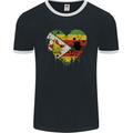 Love Zimbabwe Flag Zimbabwean Day Football Mens Ringer T-Shirt FotL Black/White