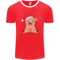 A Happy Christmas Pig Funny Xmas Mens Ringer T-Shirt FotL Red/White