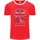 British Grown American Roots USA Flag Mens Ringer T-Shirt FotL Red/White