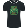 Irish I Was Gaming St Patricks Day Funny Gamer Mens Ringer T-Shirt FotL Black/White