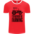 I'd Rather Be Farming Farmer Tractor Mens Ringer T-Shirt Red/White