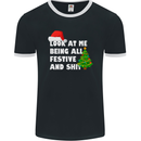 Bah Humbug Festive & Sh!t Christmas Xmas Mens Ringer T-Shirt FotL Black/White