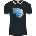 Curled Micronesia Flag Micronesian Day Football Mens Ringer T-Shirt FotL Black/White