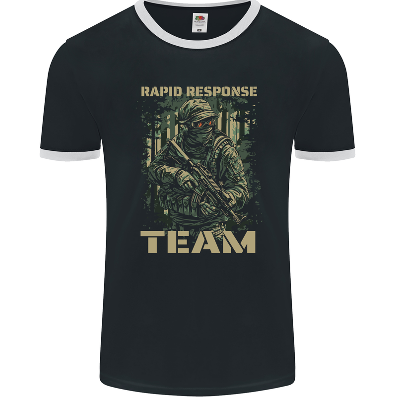 Rapid Response Team Special Forces Military Mens Ringer T-Shirt FotL Black/White