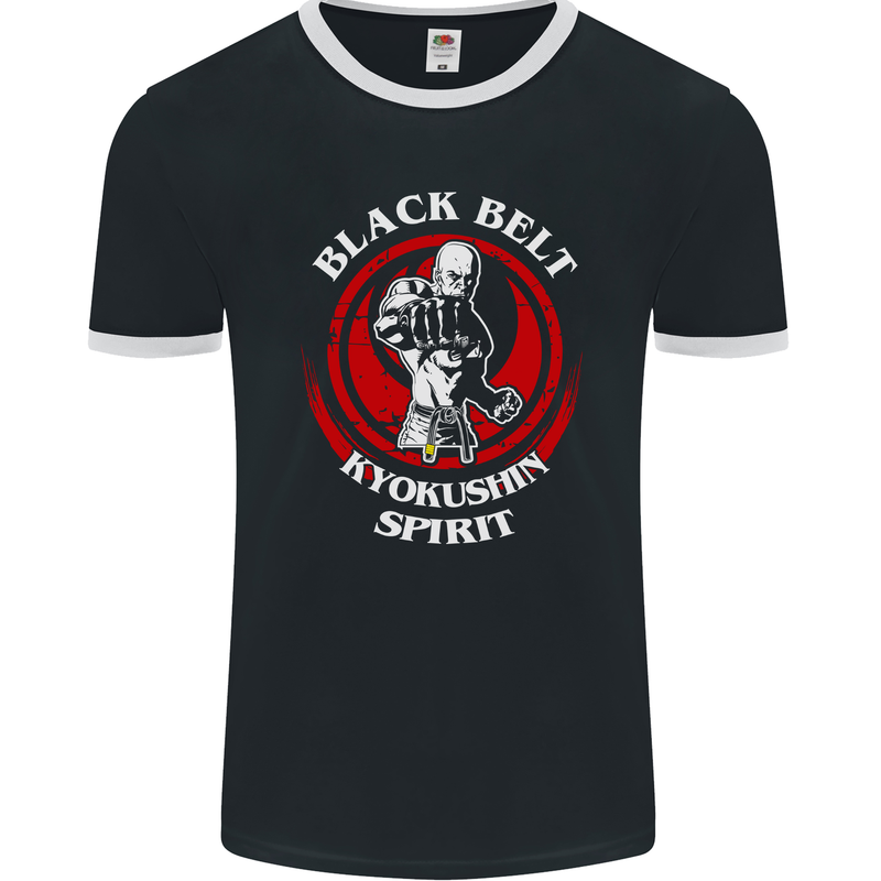 Kyokushin Spirit Karate Martial Arts MMA Mens Ringer T-Shirt FotL Black/White