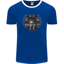 Union Jack Bodybuilding Gym Training Spartan Mens Ringer T-Shirt FotL Royal Blue/White