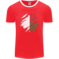 Torn Madagascar Flag Madagascan Day Football Mens Ringer T-Shirt FotL Red/White