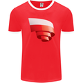 Curled Poland Flag Polish Day Football Mens Ringer T-Shirt FotL Red/White