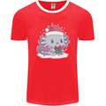 Cute Christmas Axoloti Wearing a Chirstmas Hat Xmas Mens Ringer T-Shirt FotL Red/White