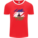 Torn Lesotho Flag Basotho Day Football Mens Ringer T-Shirt FotL Red/White