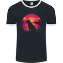 Retrowave Golden Retriever Dog Mens Ringer T-Shirt FotL Black/White