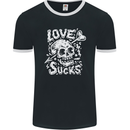 Love Sucks Skull Anti Valentines Day Singles Day Mens Ringer T-Shirt FotL Black/White