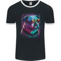 A Cool Bulldog With Glasses Dog Mens Ringer T-Shirt FotL Black/White