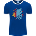 Torn Mongolia Flag Mongolian Day Football Mens Ringer T-Shirt FotL Royal Blue/White