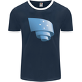 Curled Micronesia Flag Micronesian Day Football Mens Ringer T-Shirt FotL Navy Blue/White