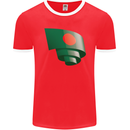 Curled Bangladesh Flag Bangladeshi Day Football Mens Ringer T-Shirt FotL Red/White