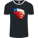 Curled Chile Flag Chilean Day Football Mens Ringer T-Shirt FotL Black/White