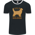 Life is Golden Retriever Dog Mens Ringer T-Shirt FotL Black/White
