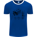 Car Engine Blueprints Petrolhead Mens Ringer T-Shirt Royal Blue/White