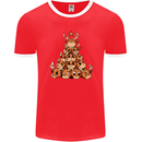 Reindeer Christmas Tree Rudolf Xmas Funny Mens Ringer T-Shirt FotL Red/White