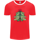 Christmas Dragonfly Xmas Tree Mens Ringer T-Shirt FotL Red/White